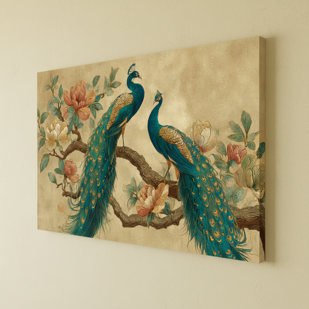Two Majestic Peacocks Vastu Wall Art for Home & Office Decor | Art No. 832 - Image 3