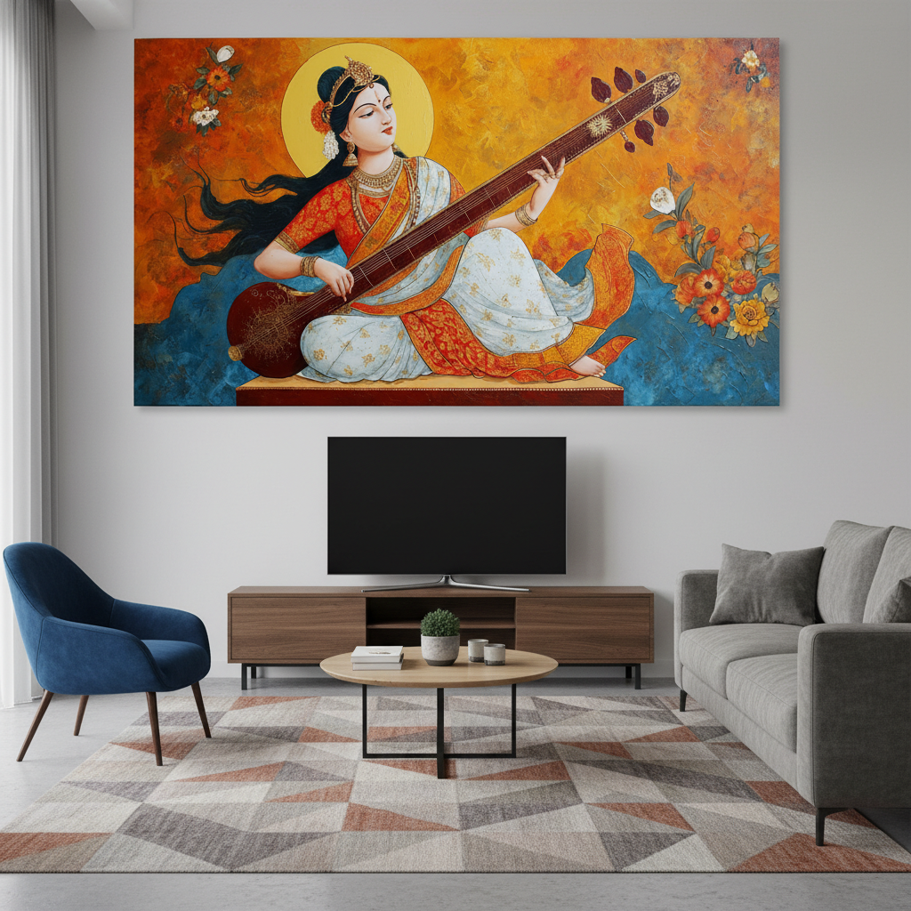 Goddess Saraswati Vastu Wall Art for Home & Office Decor | Art No. 816 - Image 4
