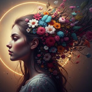 Floral Hair Girl Wall Art for Home & Office Decor | Art No. 897