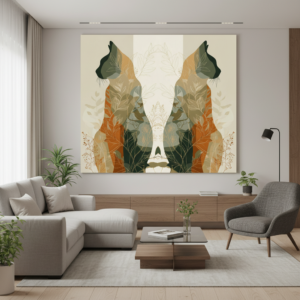 2 Opposite Face Cat Boho Wall Art for Home & Office Decor | Art No. 943