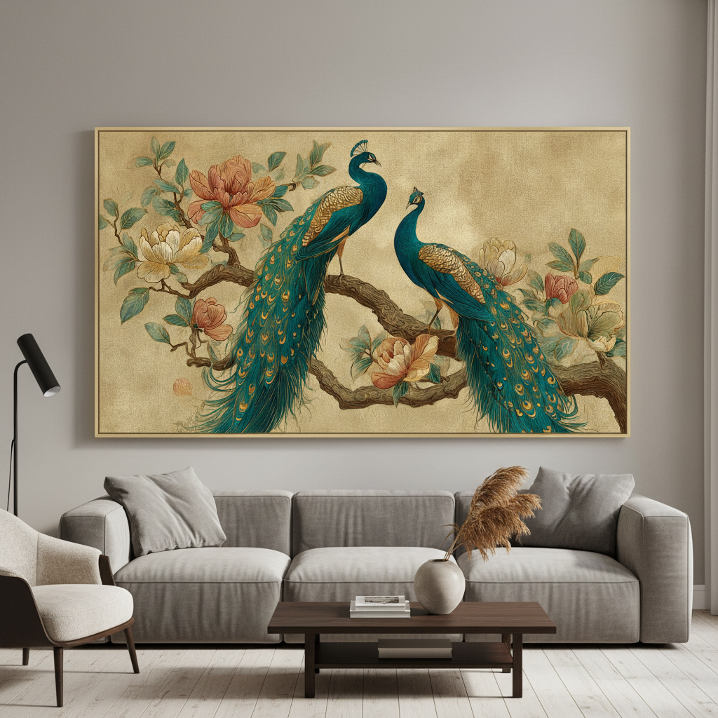 Two Majestic Peacocks Vastu Wall Art for Home & Office Decor | Art No. 832 - Image 5