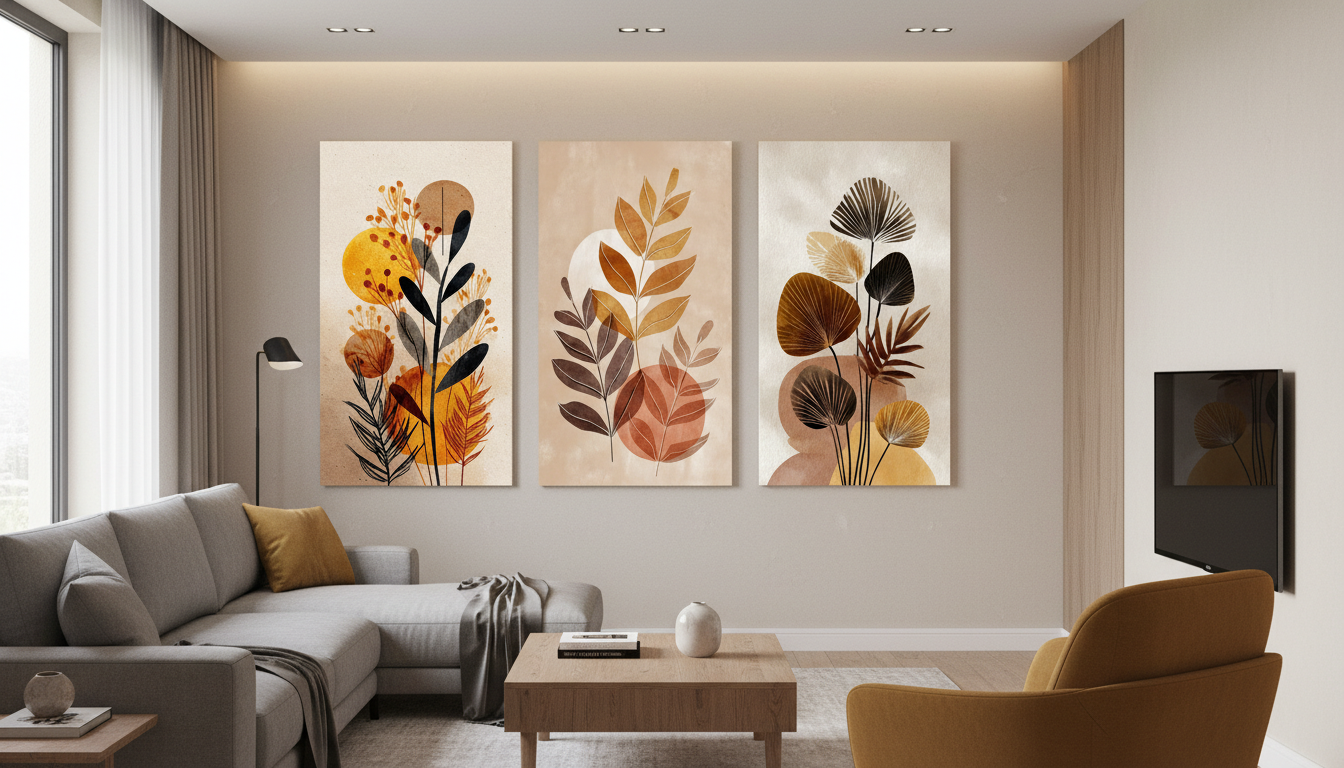 3 Panel Set Flower Boho Wall Art for Home & Office Decor | Art No. 932 - Image 3