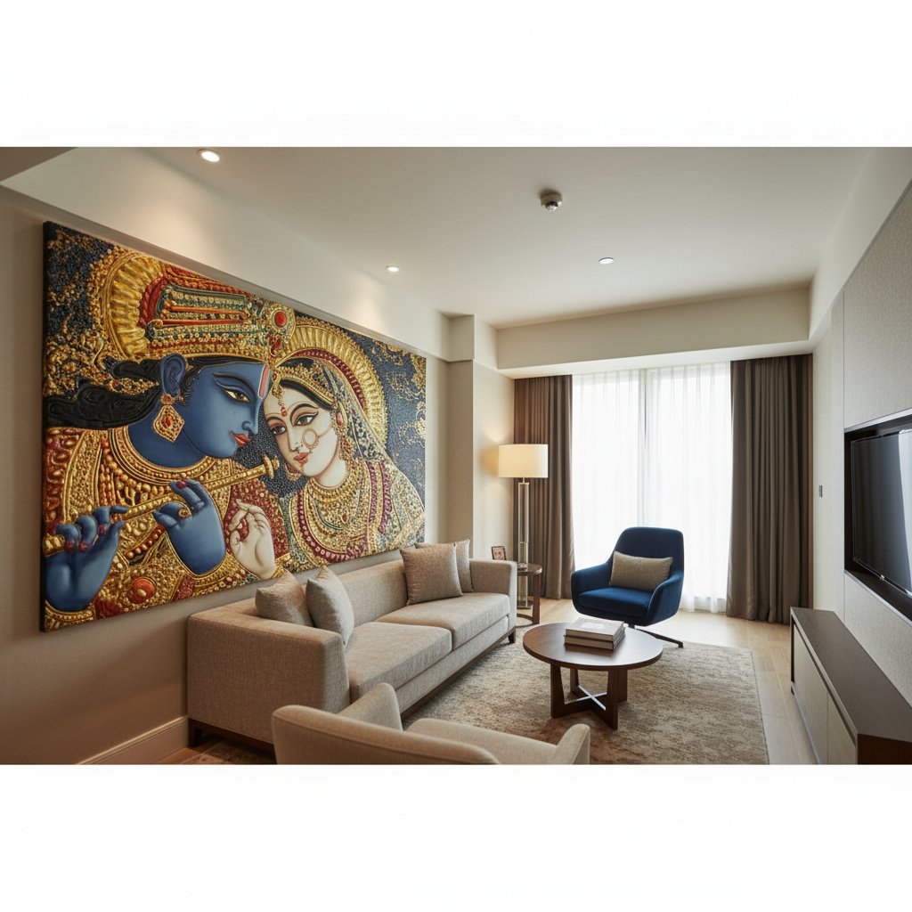 Radha Krishna Tanjore Vastu Wall Art for Home & Office Decor | Art No. 823 - Image 3