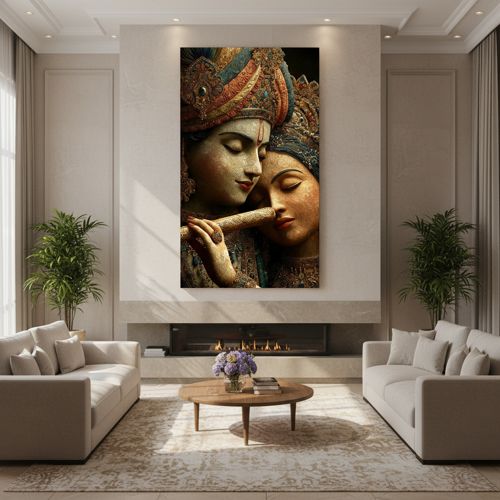 Radha Krishna With Flute Wall Art for Home & Office Decor | Art No. 853 - Image 4