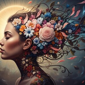 Floral Hair Girl Wall Art for Home & Office Decor | Art No. 892