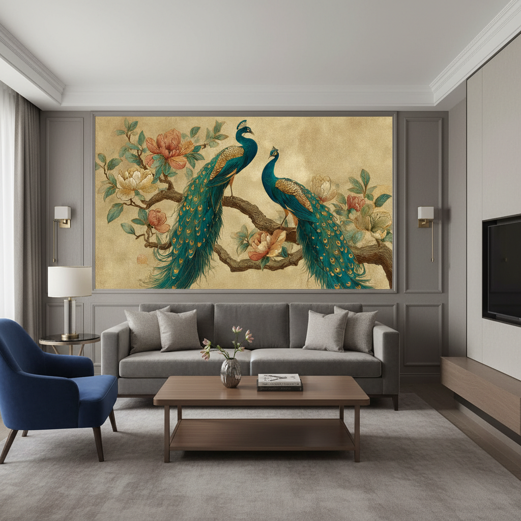 Two Majestic Peacocks Vastu Wall Art for Home & Office Decor | Art No. 832 - Image 6