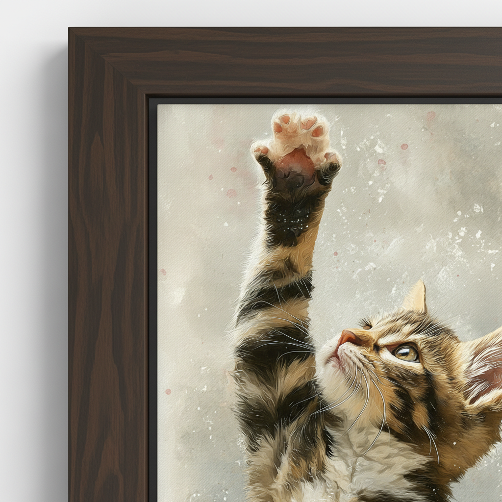 Curious Jumping Cat Abstract Wall Art for Home & Office Decor | Art No. 764 - Image 4