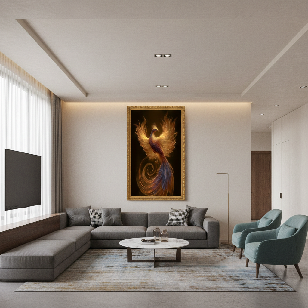 Hovering Sacred Phoenix Vastu Wall Art for Home & Office Decor | Art No. 812 - Image 5