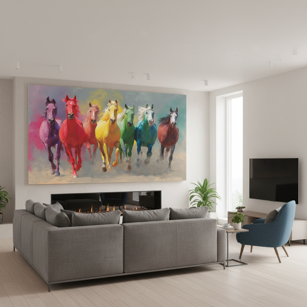 Seven Running Horses Vastu Wall Art for Home & Office Decor | Art No. 806 - Image 5