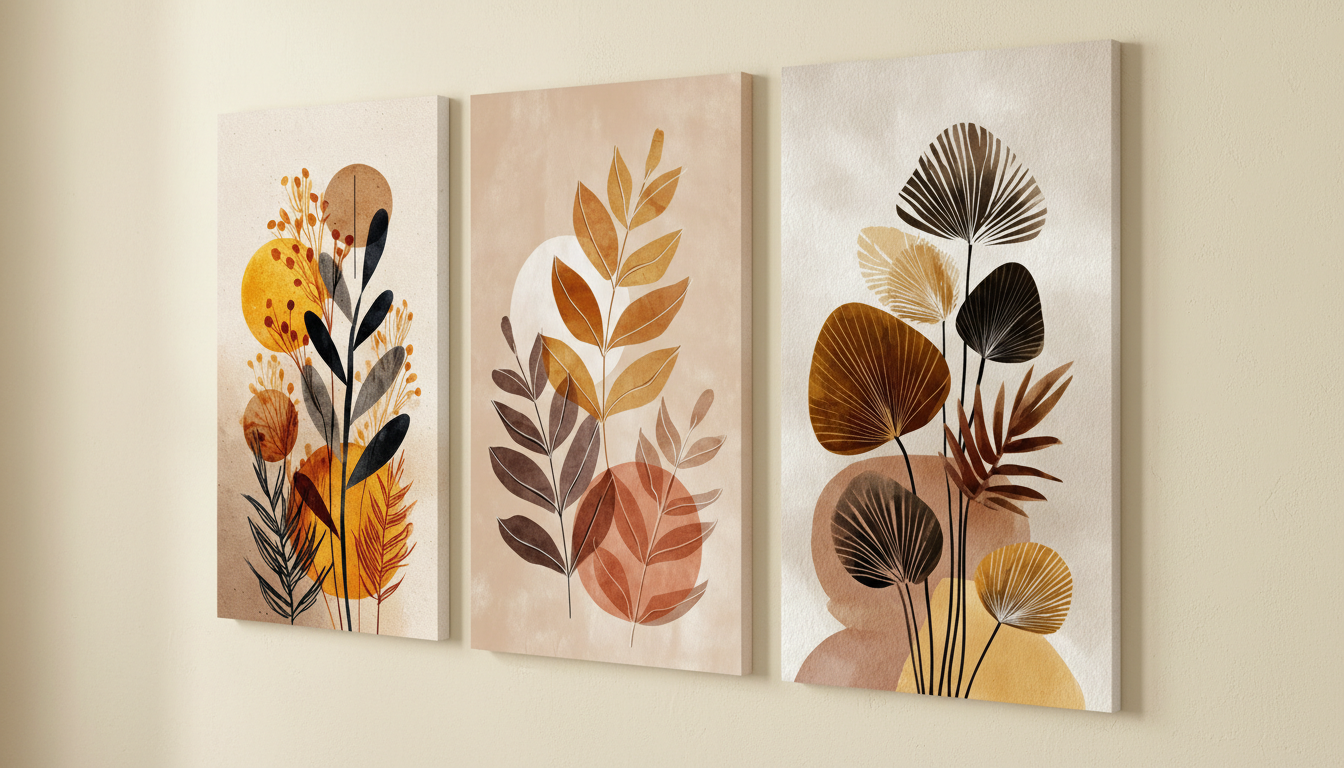 3 Panel Set Flower Boho Wall Art for Home & Office Decor | Art No. 932 - Image 4