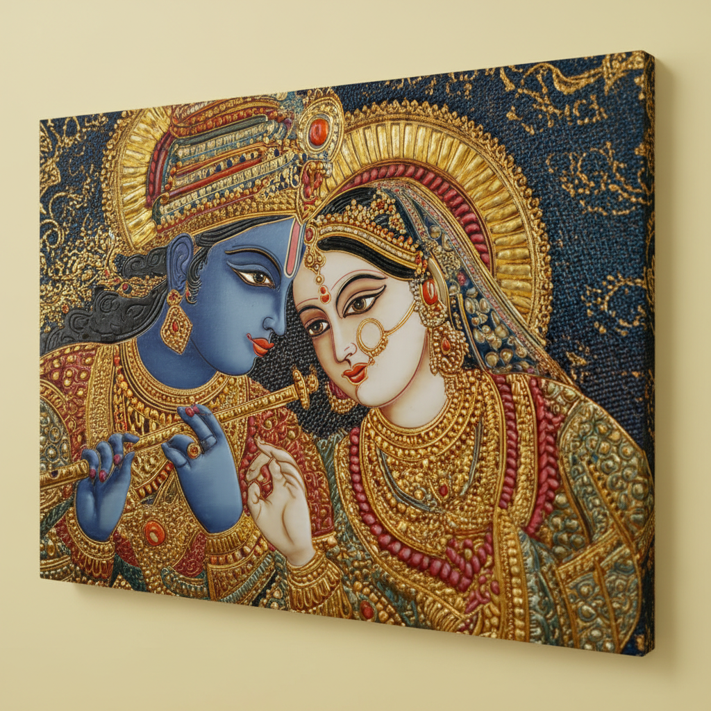 Radha Krishna Tanjore Vastu Wall Art for Home & Office Decor | Art No. 823 - Image 6