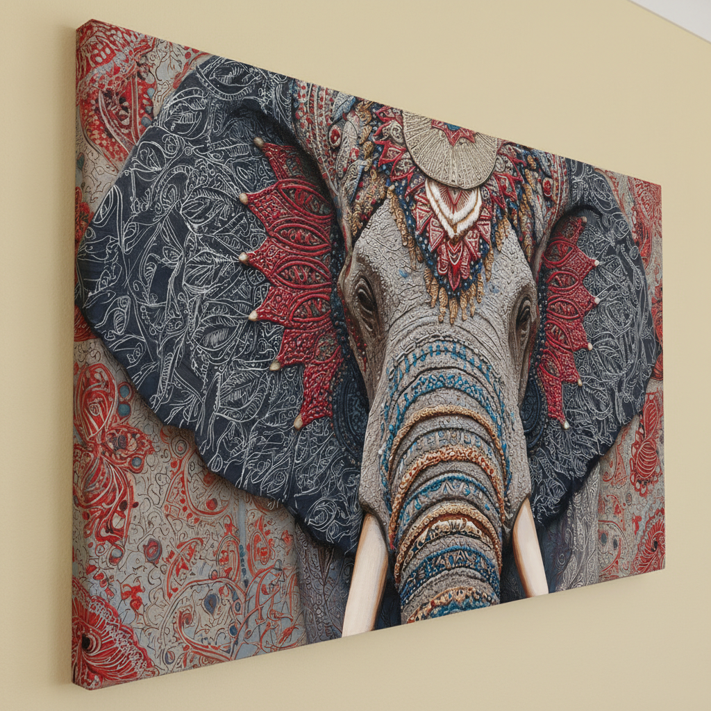 Indian Elephant Ethnic Wall Art for Home & Office Decor | Art No. 912 - Image 5