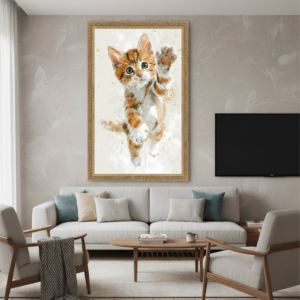 Curious Jumping Cat Wall Art for Home & Office Decor | Art No. 768