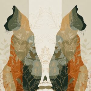 2 Opposite Face Cat Boho Wall Art for Home & Office Decor | Art No. 943