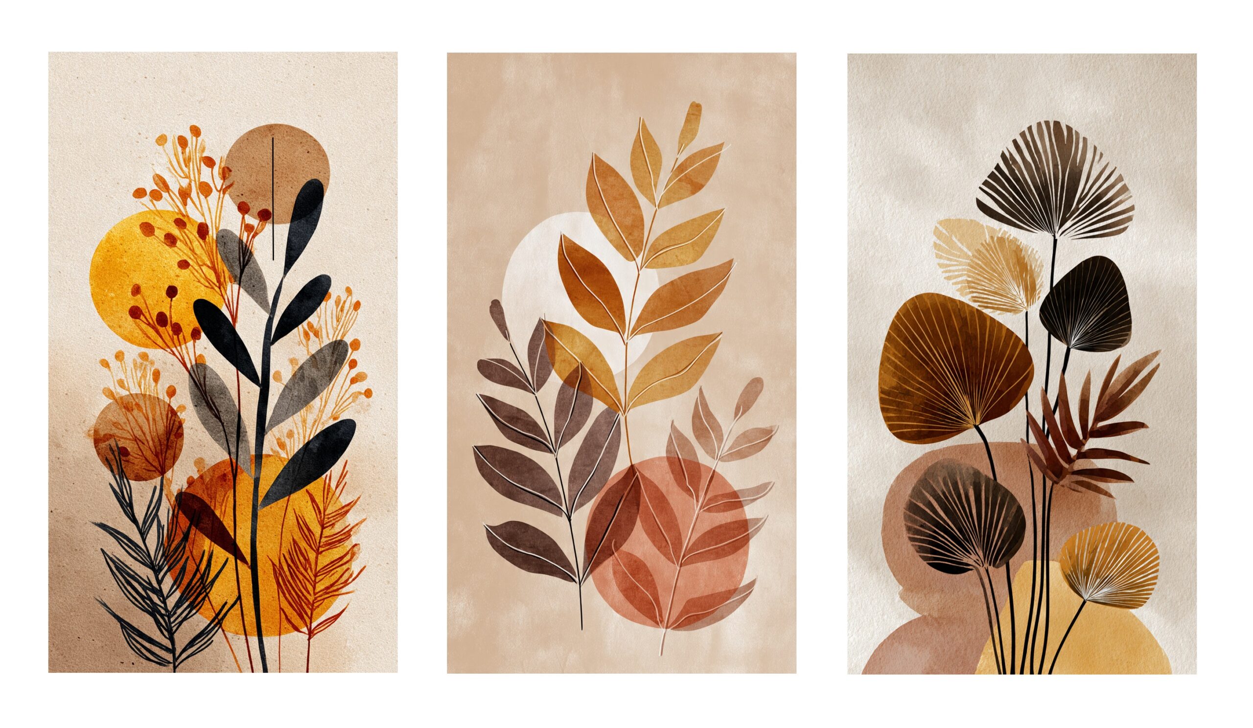 3 Panel Set Flower Boho Wall Art for Home & Office Decor | Art No. 932 - Image 2