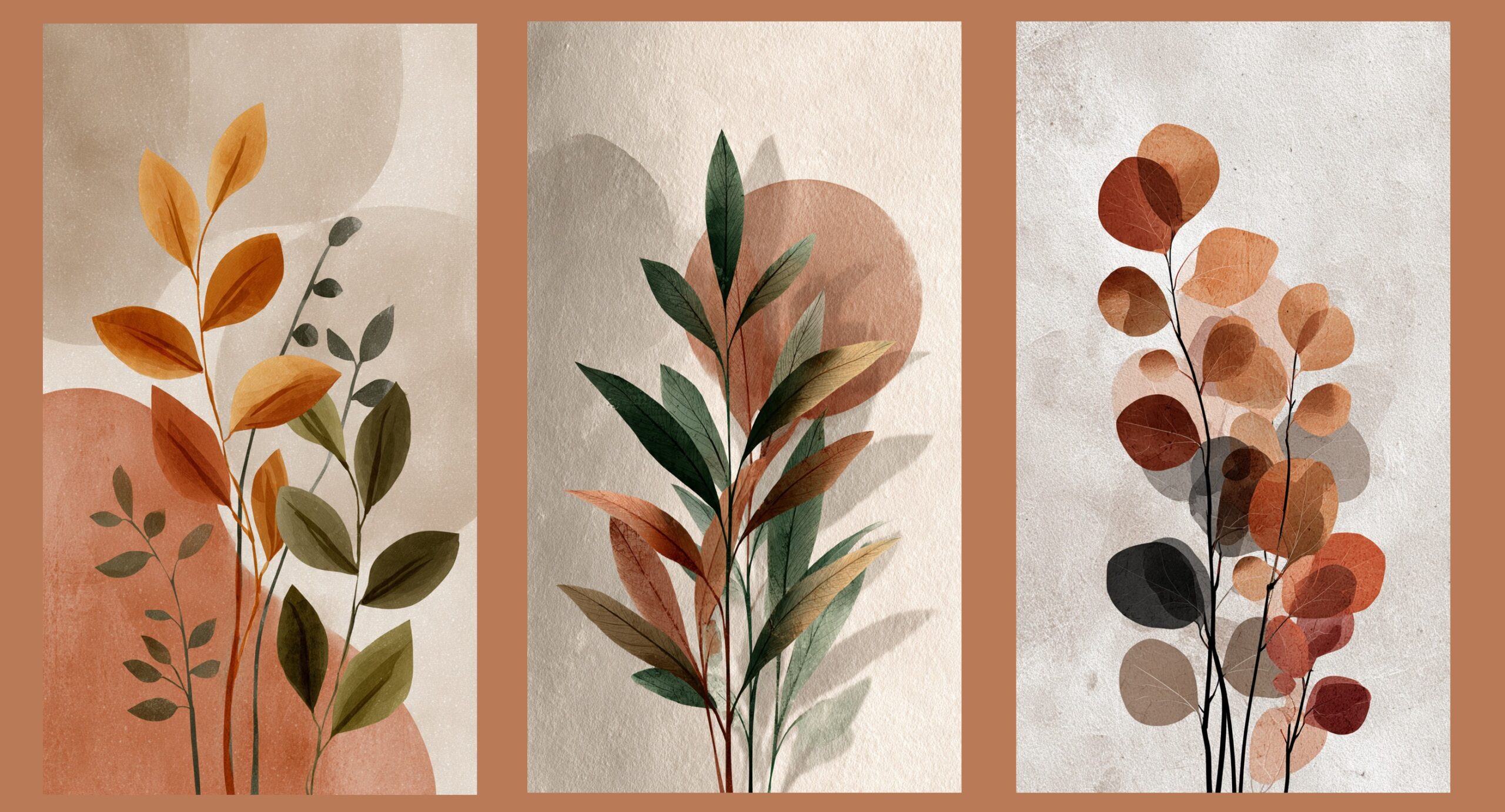 3 Panel Set Flower Boho Wall Art for Home & Office Decor | Art No. 933 - Image 2