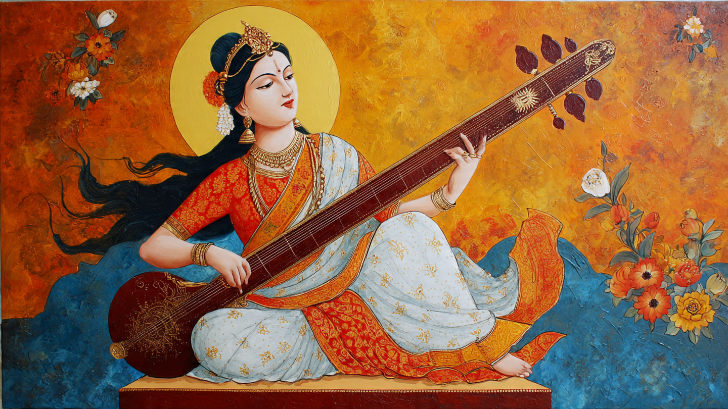 Goddess Saraswati Vastu Wall Art for Home & Office Decor | Art No. 816 - Image 2