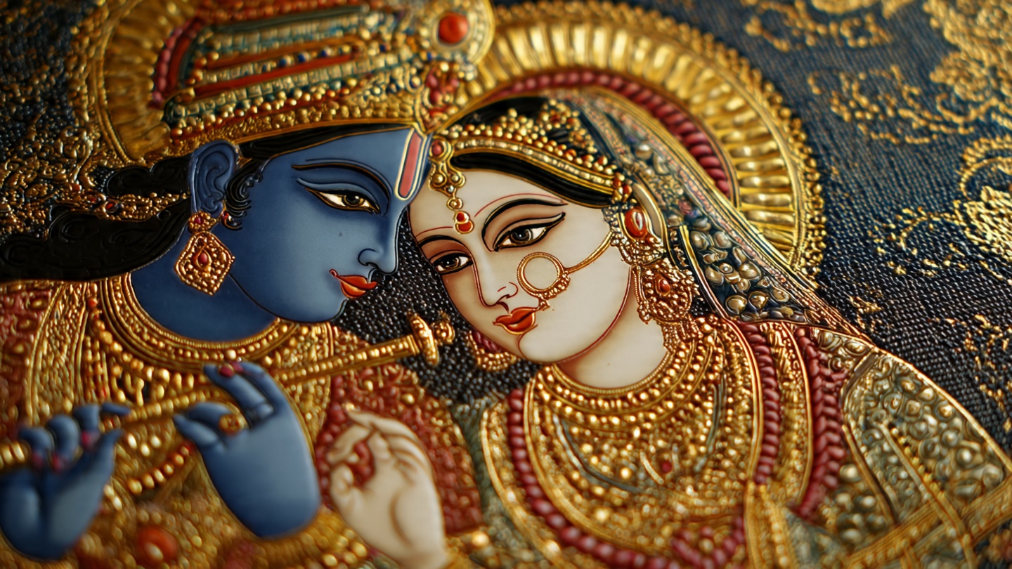 Radha Krishna Tanjore Vastu Wall Art for Home & Office Decor | Art No. 823 - Image 2