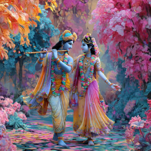 Divine Radha Krishna Walking Wall Art for Home & Office Decor | Art No. 882