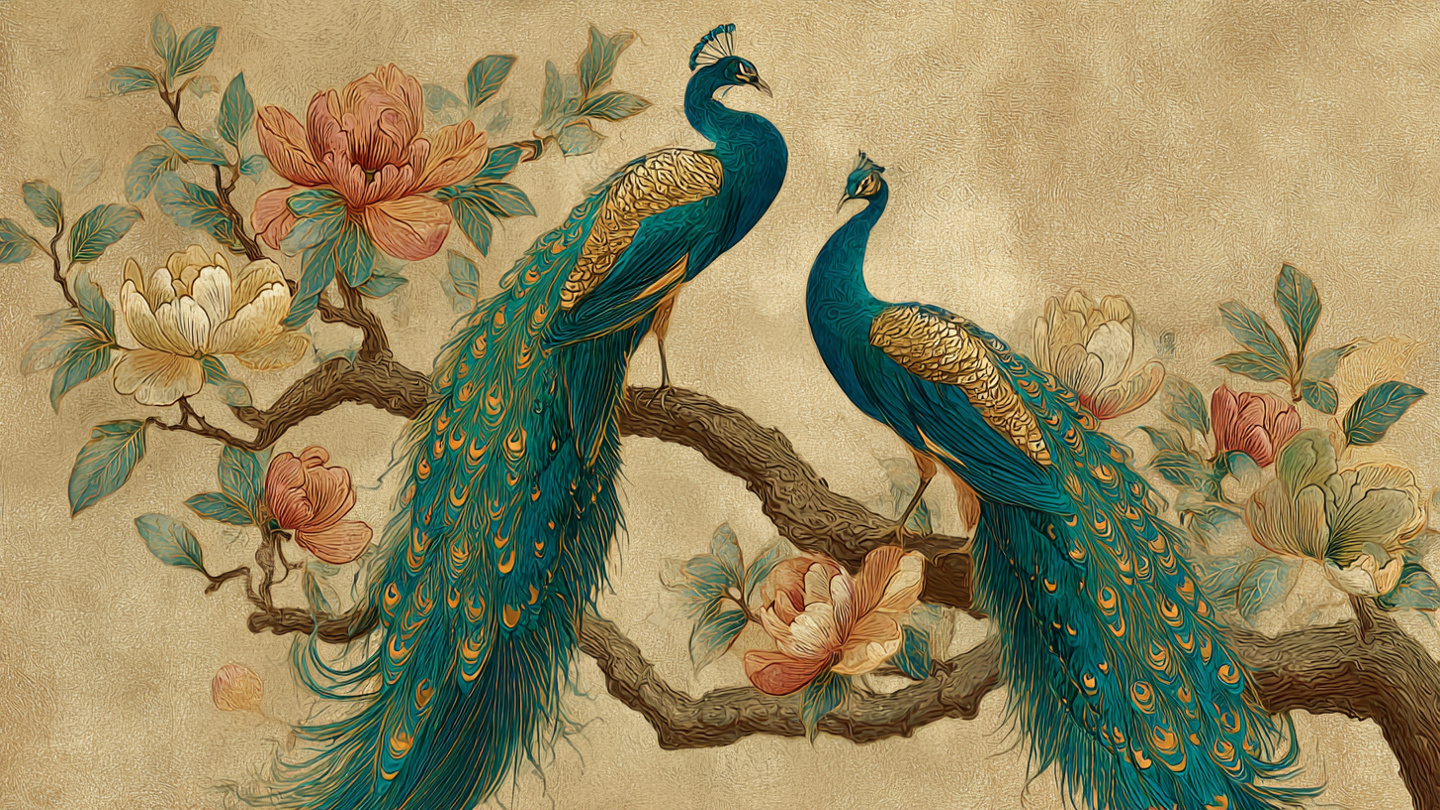 Two Majestic Peacocks Vastu Wall Art for Home & Office Decor | Art No. 832 - Image 2