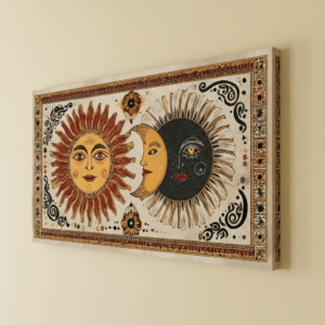 Sun and Moon Geometric Madhubani Wall Art for Home Decor | Art No. 982