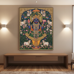 Shrinath Ji with Cows Pichwai Wall Art for Home Decor | Art No. 1000