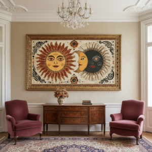 Sun and Moon Geometric Madhubani Wall Art for Home Decor | Art No. 982