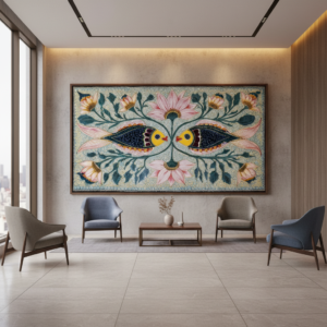 Fish & Lotus Madhubani Wall Art for Home & Office Decor | Art No. 973