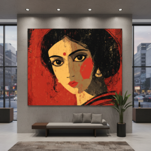 Kalighat Style Woman Face Wall Art for Home & Office Decor | Art No. 963