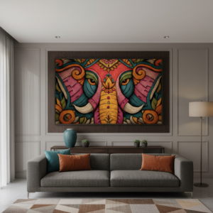 Lord Ganesha Madhubani Wall Art for Home & Office Decor | Art No. 975