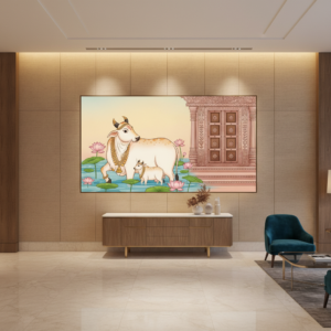 Kamdhenu with Lotus Pichwai Wall Art for Home Decor | Art No. 1003