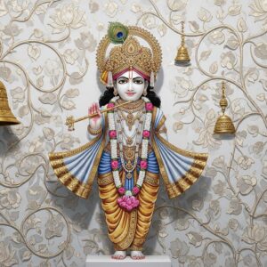 Lord Krishna Ji With Flute Pichwai Wall Art for Home Decor | Art No. 995
