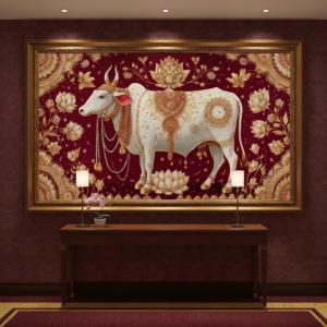 Kamdhenu Hindu Spiritual Pichwai Wall Art for Home Decor | Art No. 1001