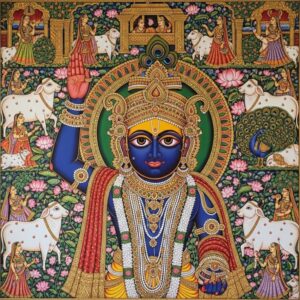 Shrinath Ji with Cows Pichwai Wall Art for Home Decor | Art No. 999
