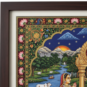 Lord Shrinath Ji with Cows Pichwai Wall Art for Home Decor | Art No. 996