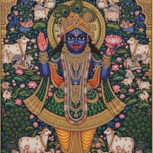 Shrinath Ji with Cows Pichwai Wall Art for Home Decor | Art No. 1000