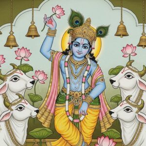 Lord Krishna Ji with Cows Pichwai Wall Art for Home Decor | Art No. 1004