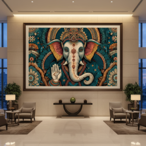 Lord Ganesha Madhubani Wall Art for Home & Office Decor | Art No. 976