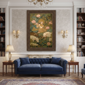 Lord Krishna with Flute Pichwai Wall Art for Home Decor | Art No. 985