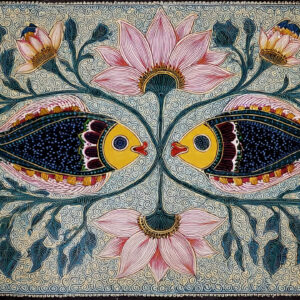 Fish & Lotus Madhubani Wall Art for Home & Office Decor | Art No. 973