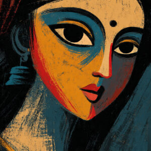 Kalighat Style Woman Face Wall Art for Home & Office Decor | Art No. 961