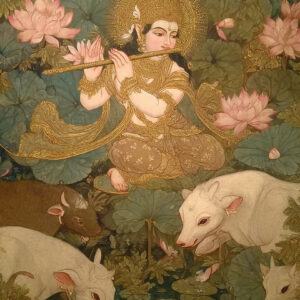 Lord Krishna Ji with Flute Pichwai Wall Art for Home Decor | Art No. 1005