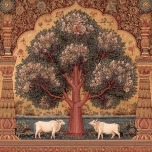 Cows Under Kadamba Tree Pichwai Wall Art for Home Decor | Art No. 986