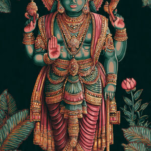 Standing Lord Vishnu Ethnic Wall Art for Home & Room Decor | Art No. 972