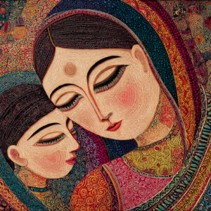 Mother and Child Madhubani Wall Art for Home Decor | Art No. 979