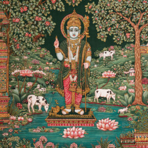 Shrinath Ji in Lotus Pond Pichwai Wall Art for Home Decor | Art No. 989