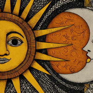 Sun and Moon Geometric Madhubani Wall Art for Home Decor | Art No. 983